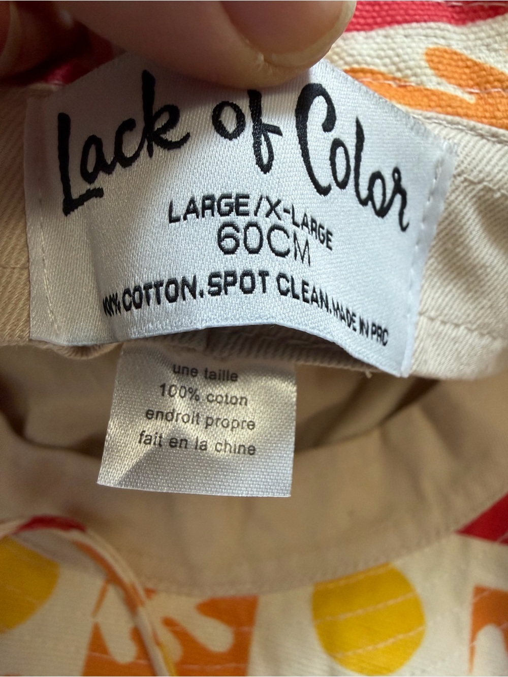 Lack Of Color White Bucket Hat with Pink, Orange & Yellow Abstract Print - Picture 4 of 5